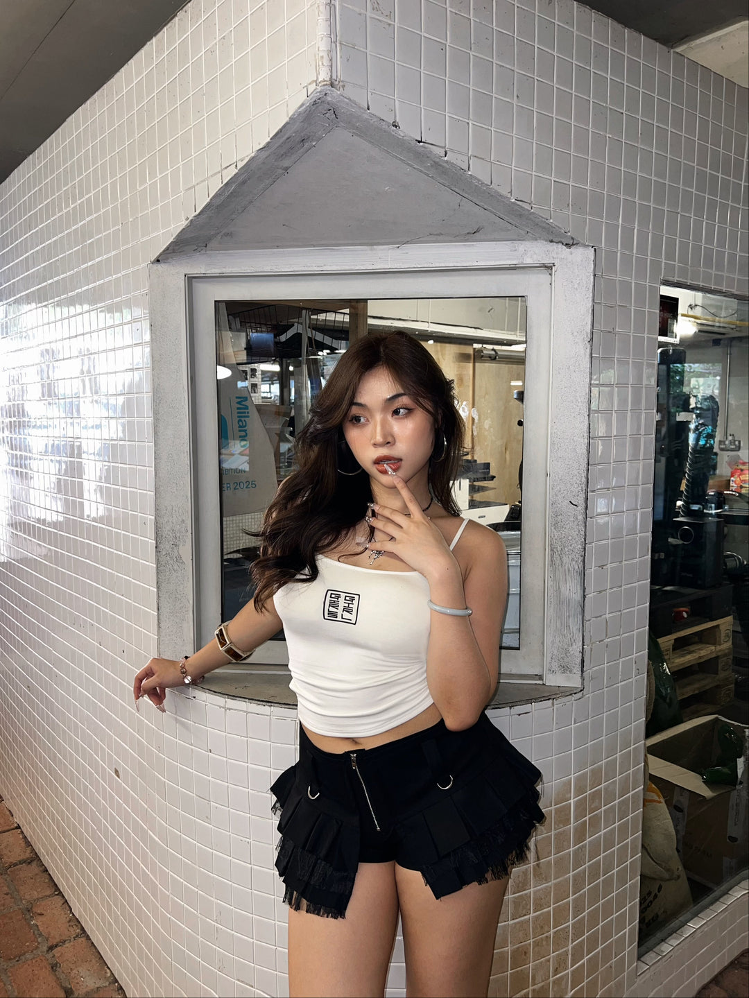 GG CNY White Lucky Tile Babe Singlet