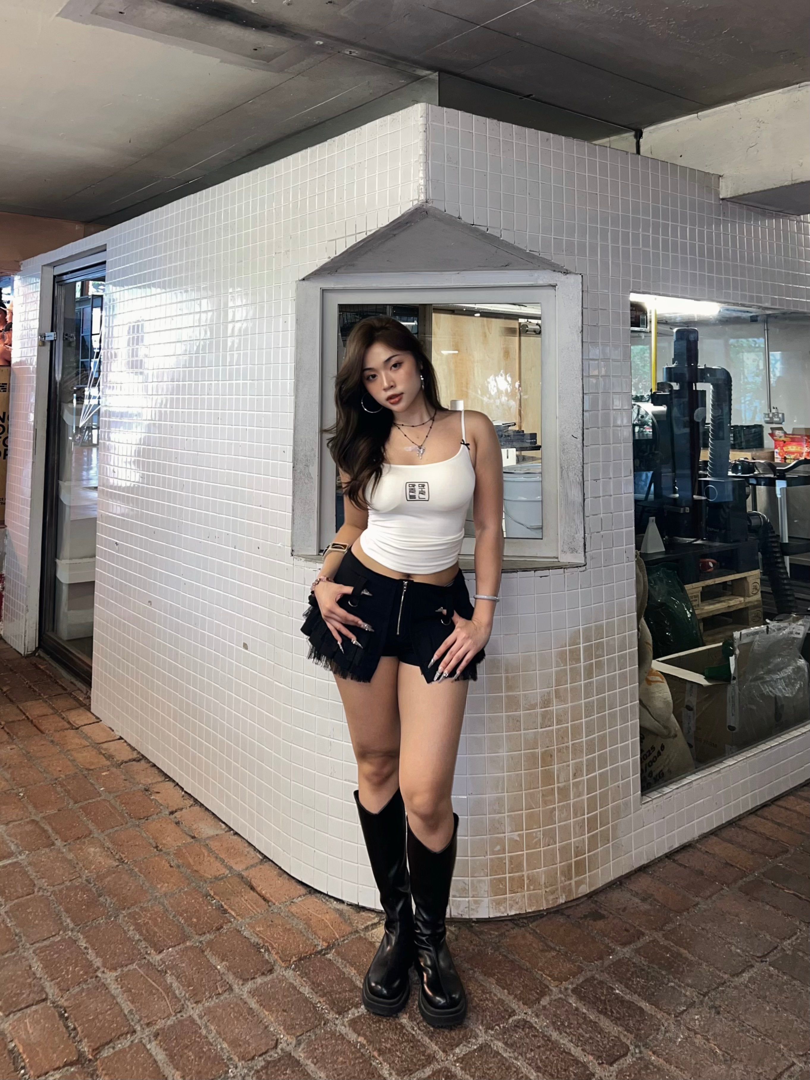 GG CNY White Lucky Tile Babe Singlet