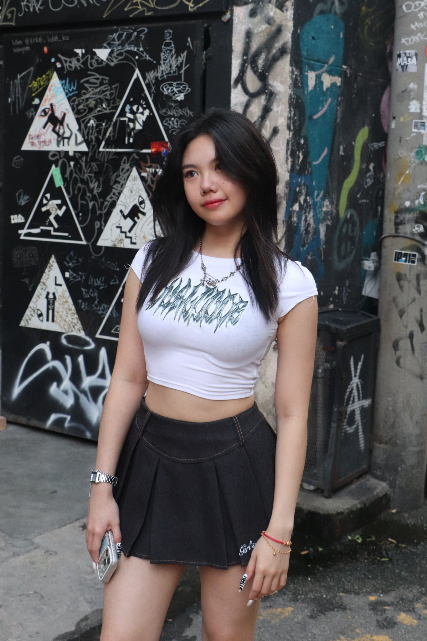 Girl'sGirl White Dualcode Signature Top