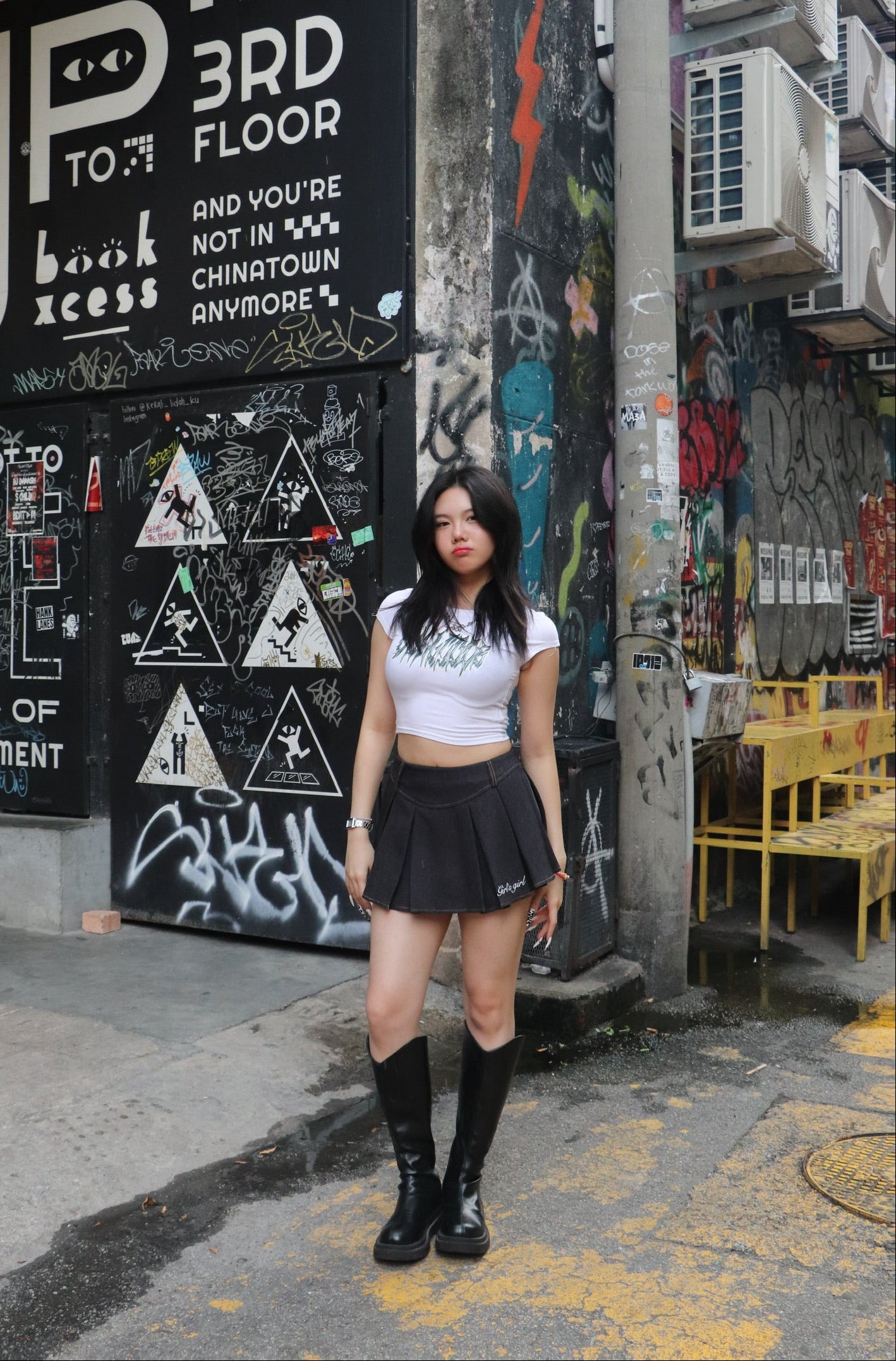 Girl'sGirl Black Denim Flare Skirt