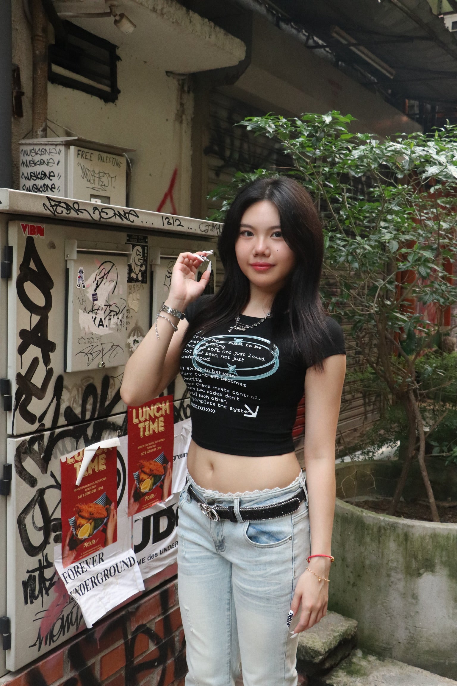 Girl'sGirl Black Dualcode Notes Top