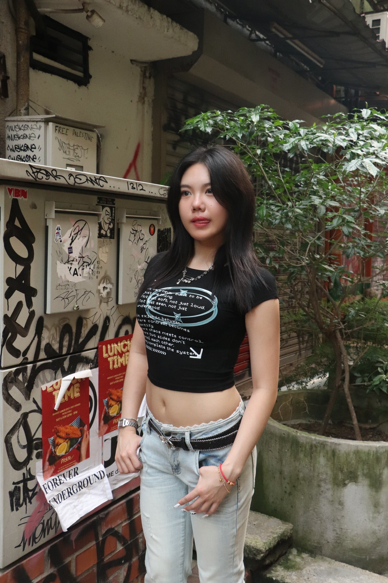 Girl'sGirl Black Dualcode Notes Top