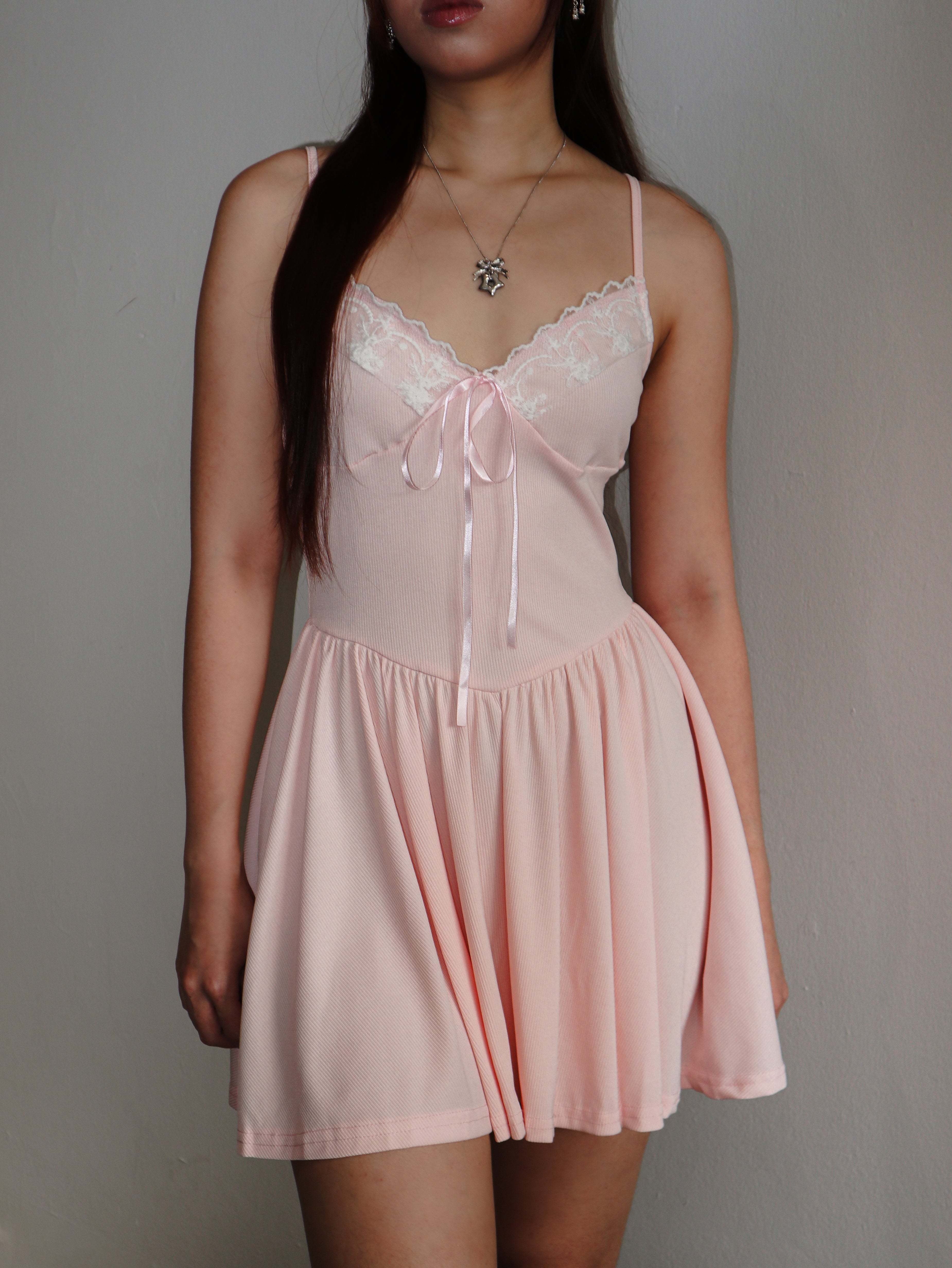 Light Pink Front-Tie Bow Ballet Dress