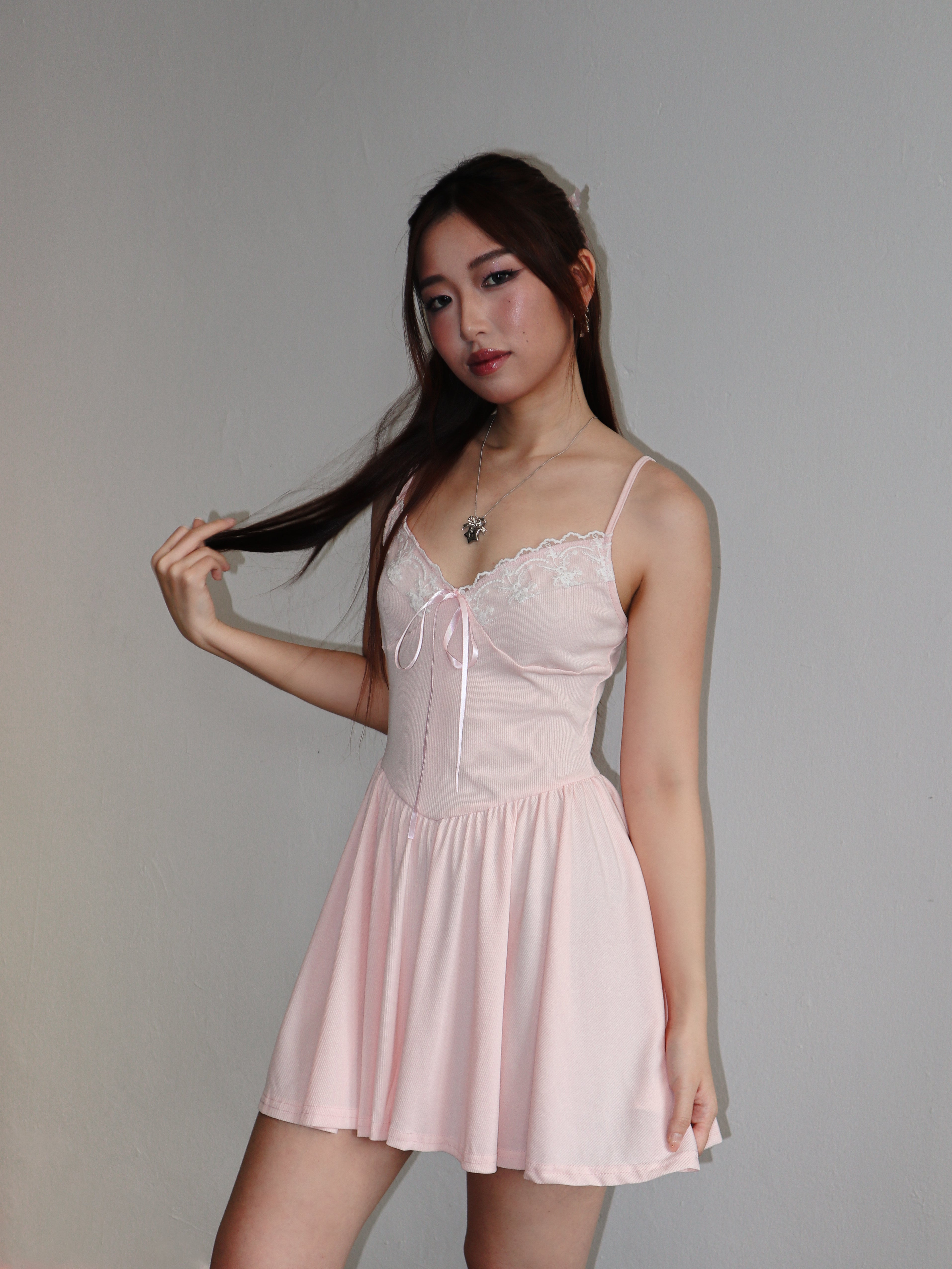 Light Pink Front-Tie Bow Ballet Dress
