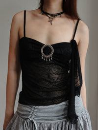 Black Floral Lace Bandeau Camisole