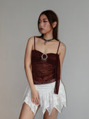 Brown Floral Lace Bandeau Camisole