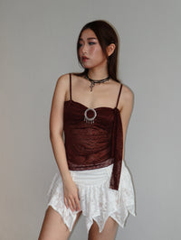 Brown Floral Lace Bandeau Camisole