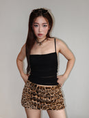 Cheetah Print Furry Mini Skirt