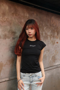 Girl'sGirl Charcoal Black Slimfit Short Sleeve Top
