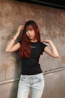 Girl'sGirl Charcoal Black Slimfit Short Sleeve Top