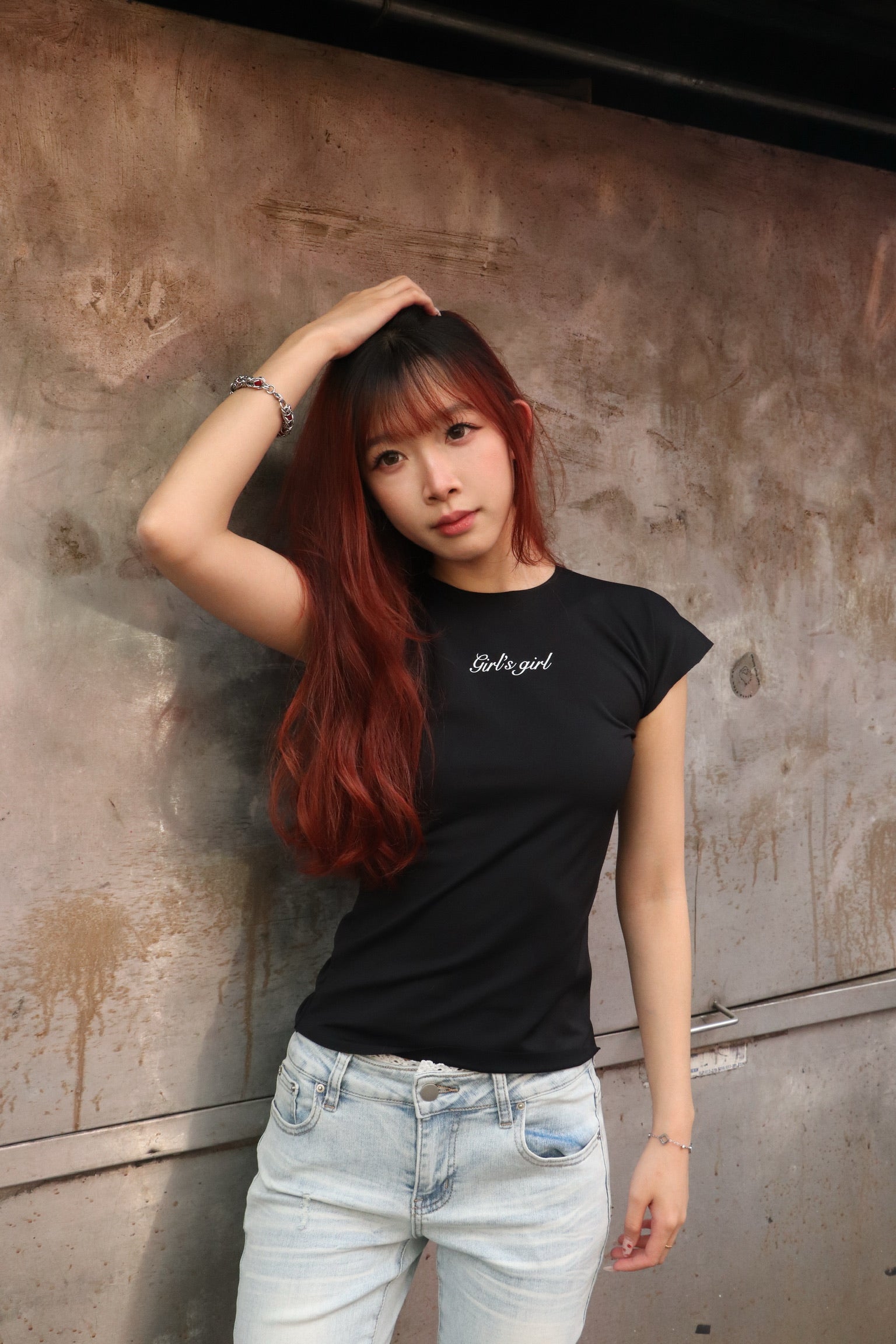 Girl'sGirl Charcoal Black Slimfit Short Sleeve Top