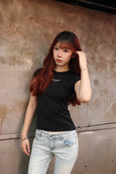 Girl'sGirl Charcoal Black Slimfit Short Sleeve Top