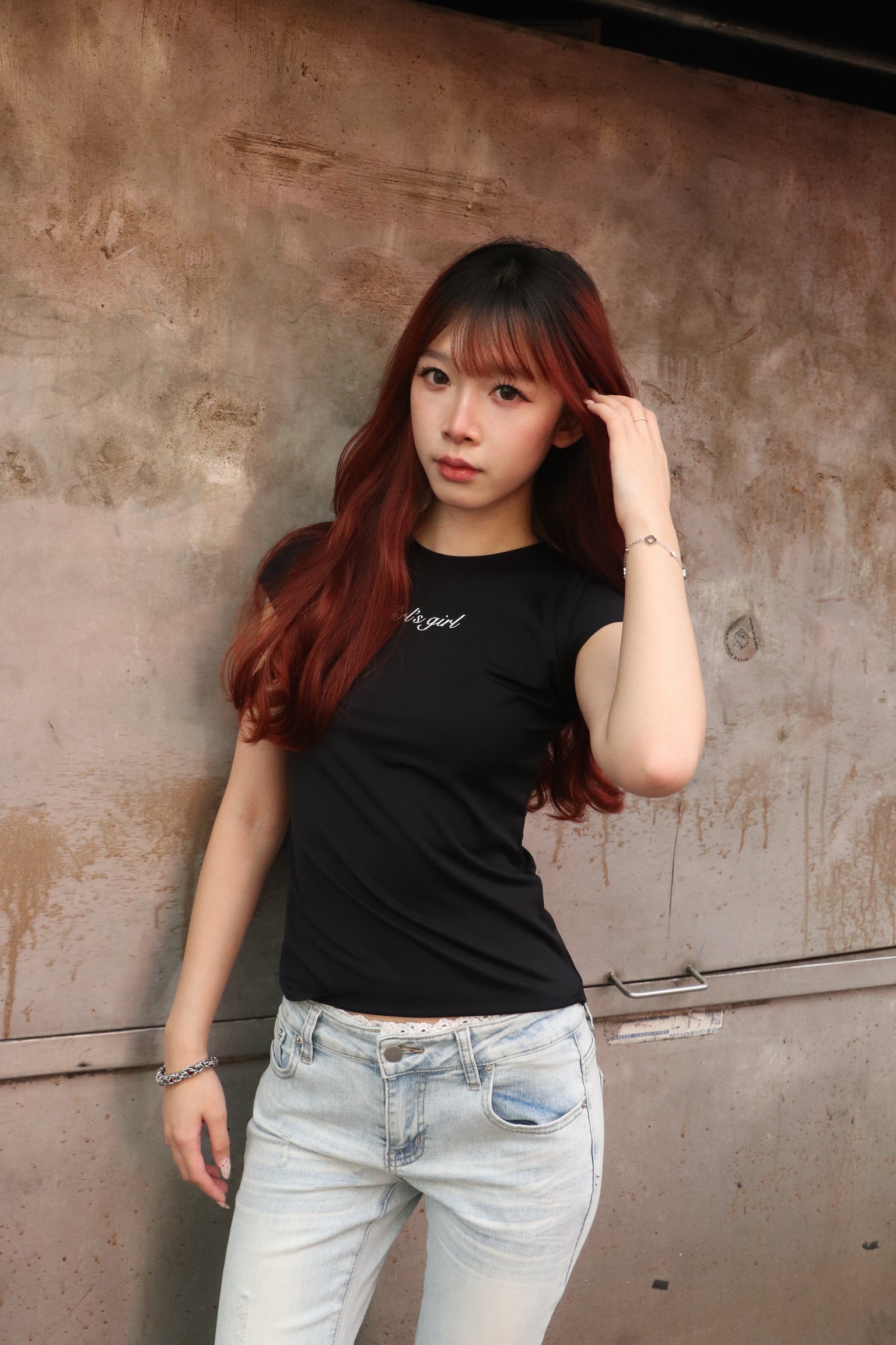 Girl'sGirl Charcoal Black Slimfit Short Sleeve Top