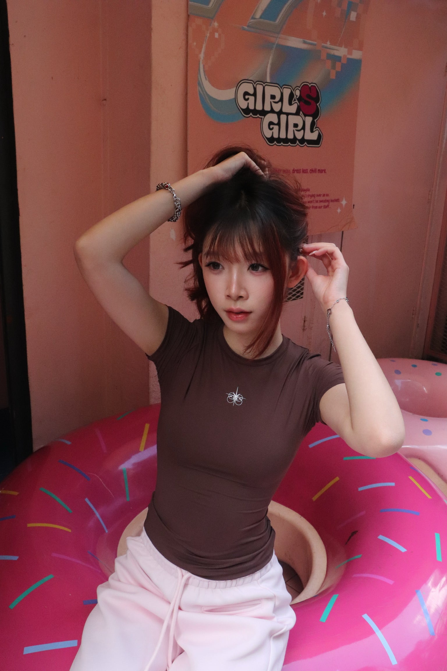 Girl'sGirl Brown Basic Short Sleeve