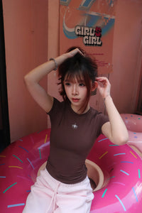 Girl'sGirl Brown Basic Short Sleeve