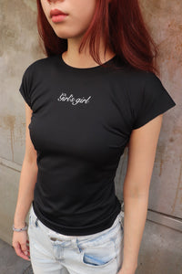 Girl'sGirl Charcoal Black Slimfit Short Sleeve Top