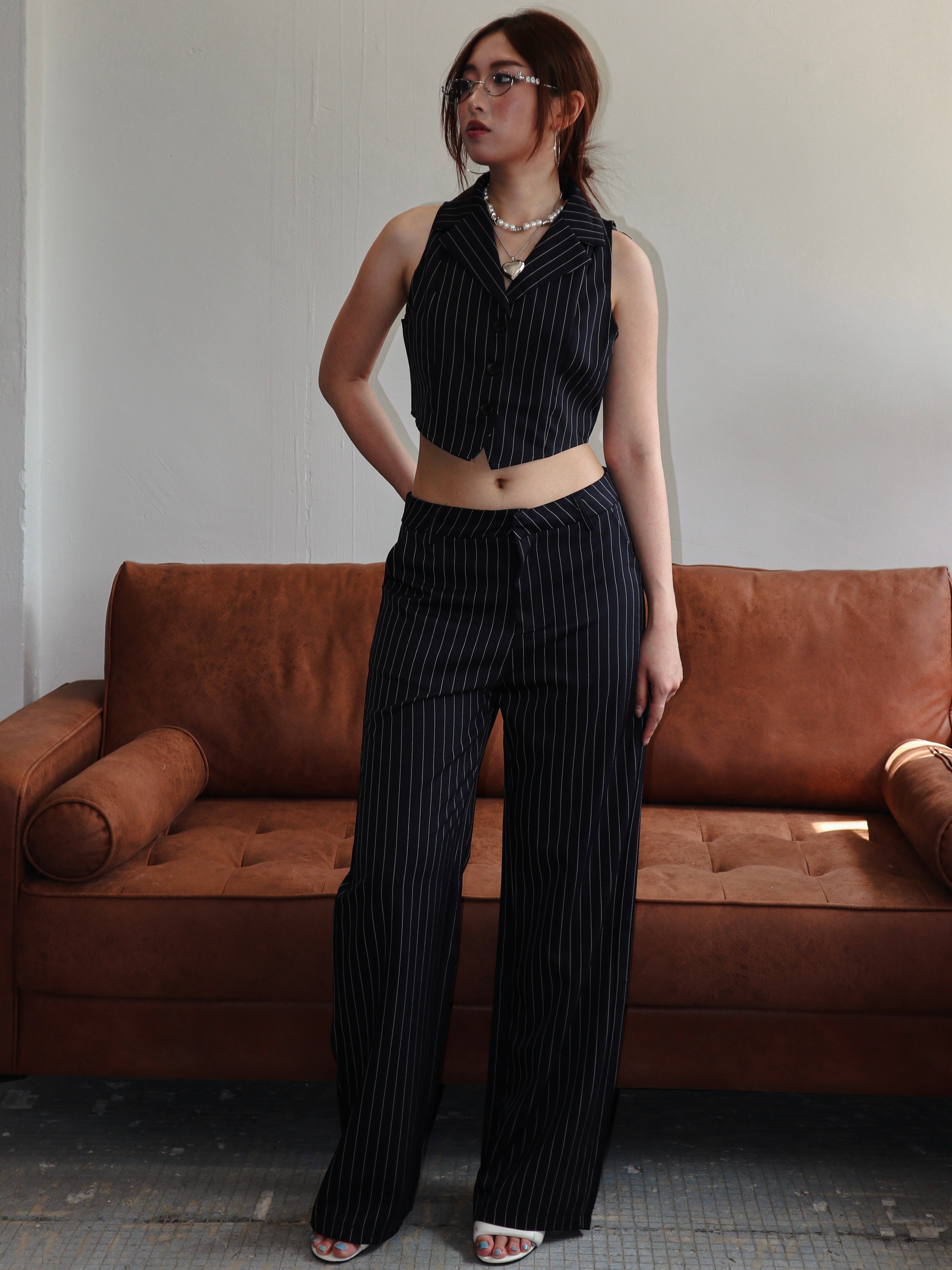 Siren Gaze Striped Print Flared Pants
