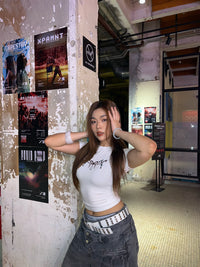 GG CNY White Oriental Pearl Bow Tee