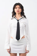 Girl'sGirl Solid Black Tie Shirt