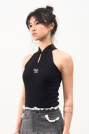 GG CNY Black Bow Front Tank Top