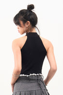 GG CNY Black Bow Front Tank Top