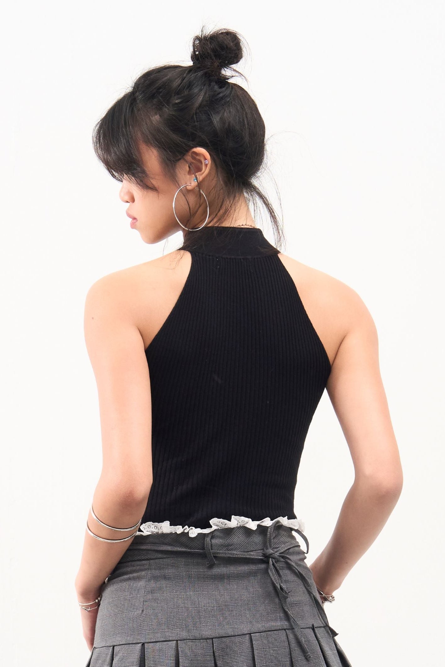 GG CNY Black Bow Front Tank Top