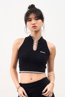 GG CNY Black Chinese Retro Crop Top