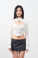Girl'sGirl White Backless Long Sleeve