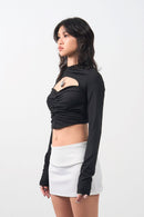 Girl'sGirl Black Backless Long Sleeve