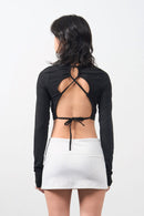 Girl'sGirl Black Backless Long Sleeve