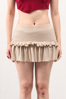 GG Beige Mini Flared Skirt