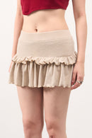 GG Beige Mini Flared Skirt