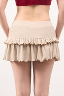 GG Beige Mini Flared Skirt