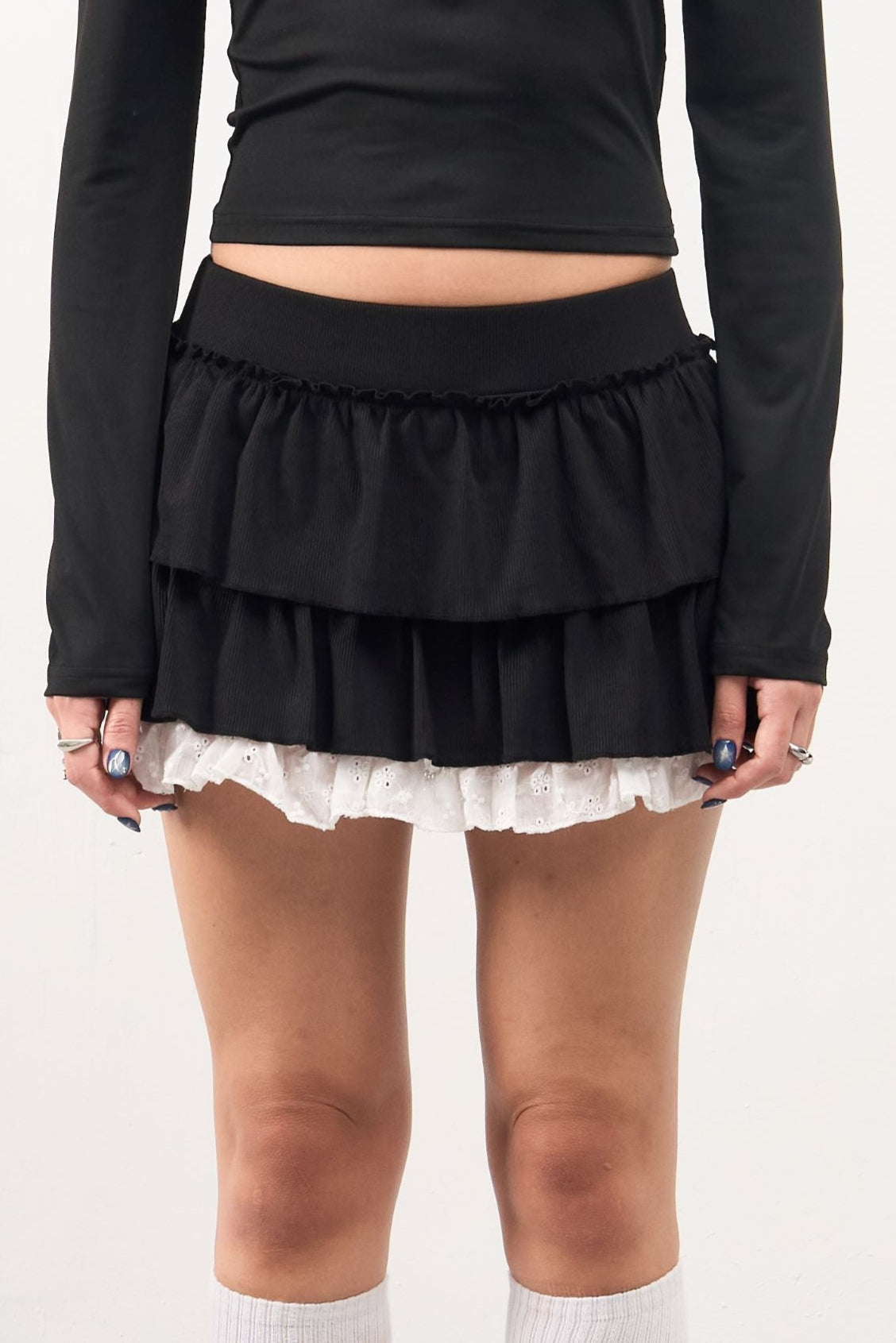 GG Black White Mini Flared Skirt