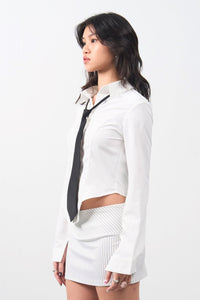 Girl'sGirl Solid Black Tie Shirt
