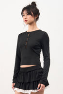 GG CNY Black Chinese Bow Style Long Sleeve