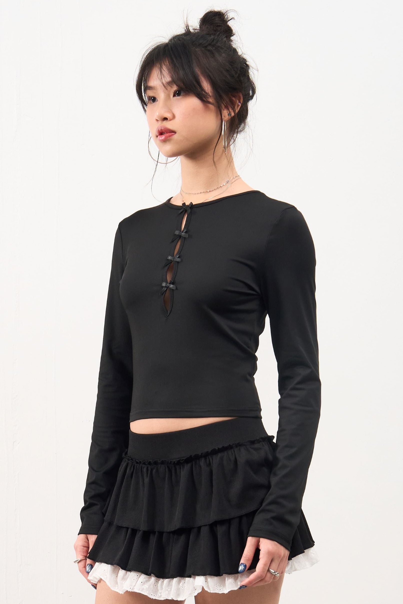 GG CNY Black Chinese Bow Style Long Sleeve