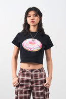 Girl'sGirl Doughnut Black Crop Top