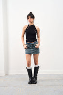 GG CNY Slim Fit Denim Mini Skirt