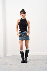 GG CNY Slim Fit Denim Mini Skirt