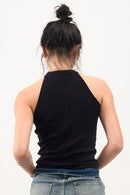 GG CNY Black Mandarin Oriental Button Tank Top