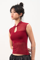 GG CNY Red Knitted Sleeveless Top