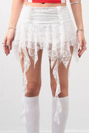 Girl'sGirl Pure White Leaf Edge Flapping Half Skirt