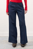 GG CNY Red Lace Trimmed Denim Pants