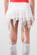 Girl'sGirl Pure White Leaf Edge Flapping Half Skirt