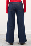 GG CNY Red Lace Trimmed Denim Pants