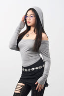 Girl'sGirl Hooded Off-Shoulder Top