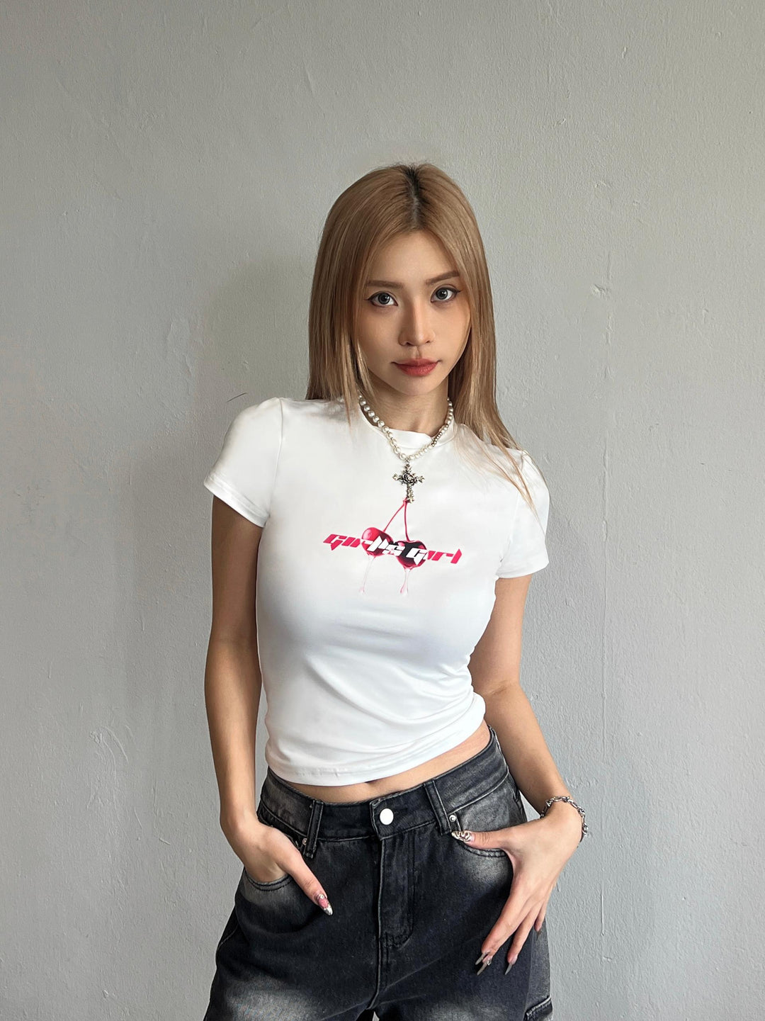 Girl'sGirl White Slim Fit Top