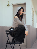 Girl'sGirl Hooded Off-Shoulder Top