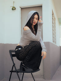 Girl'sGirl Hooded Off-Shoulder Top